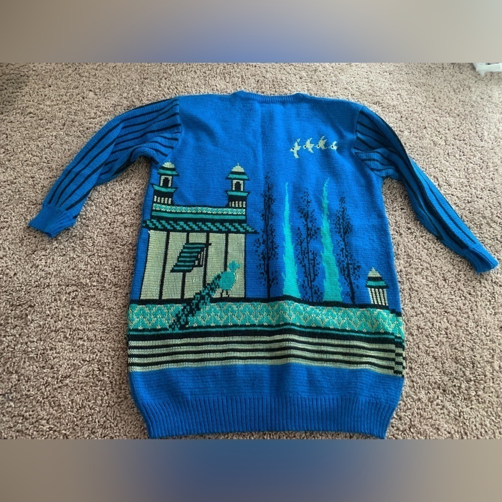 Vintage Y2K Itoki Japanese Tokyo Sakura Sweater Dress Blue - Picture 4 of 11